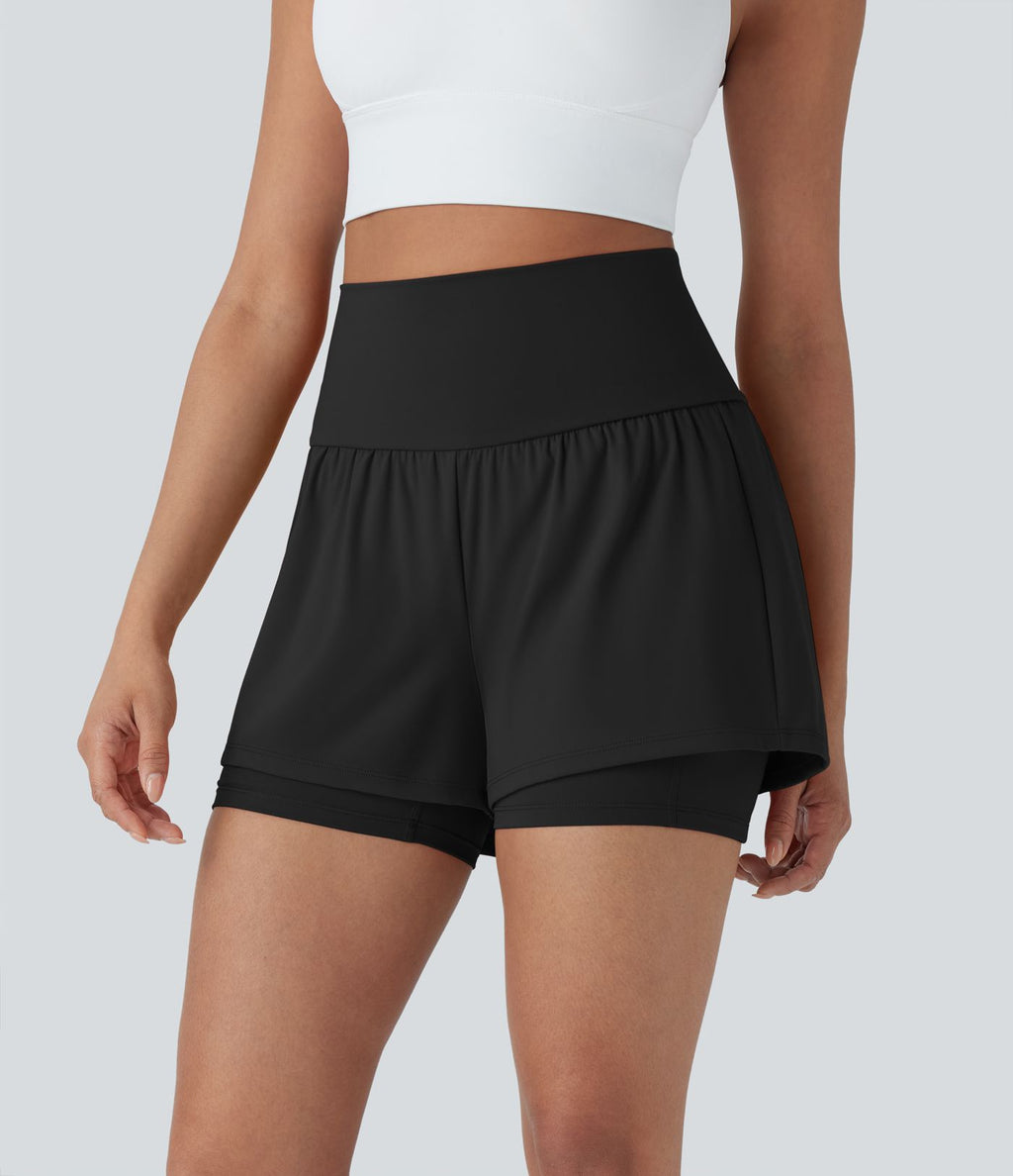 Short de yoga 2-en-1 SoftlyZero™ Airy taille très haute effet frais InstantCool 12,5 cm avec poches