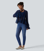 Halara Flex™ Jean 7/8 slim asymétrique taille haute croisée avec poches