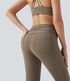 Pantalon de danse à coupe bootcut gainant taille mi-haute repliable avec fronces et poches Halara UltraSculpt™