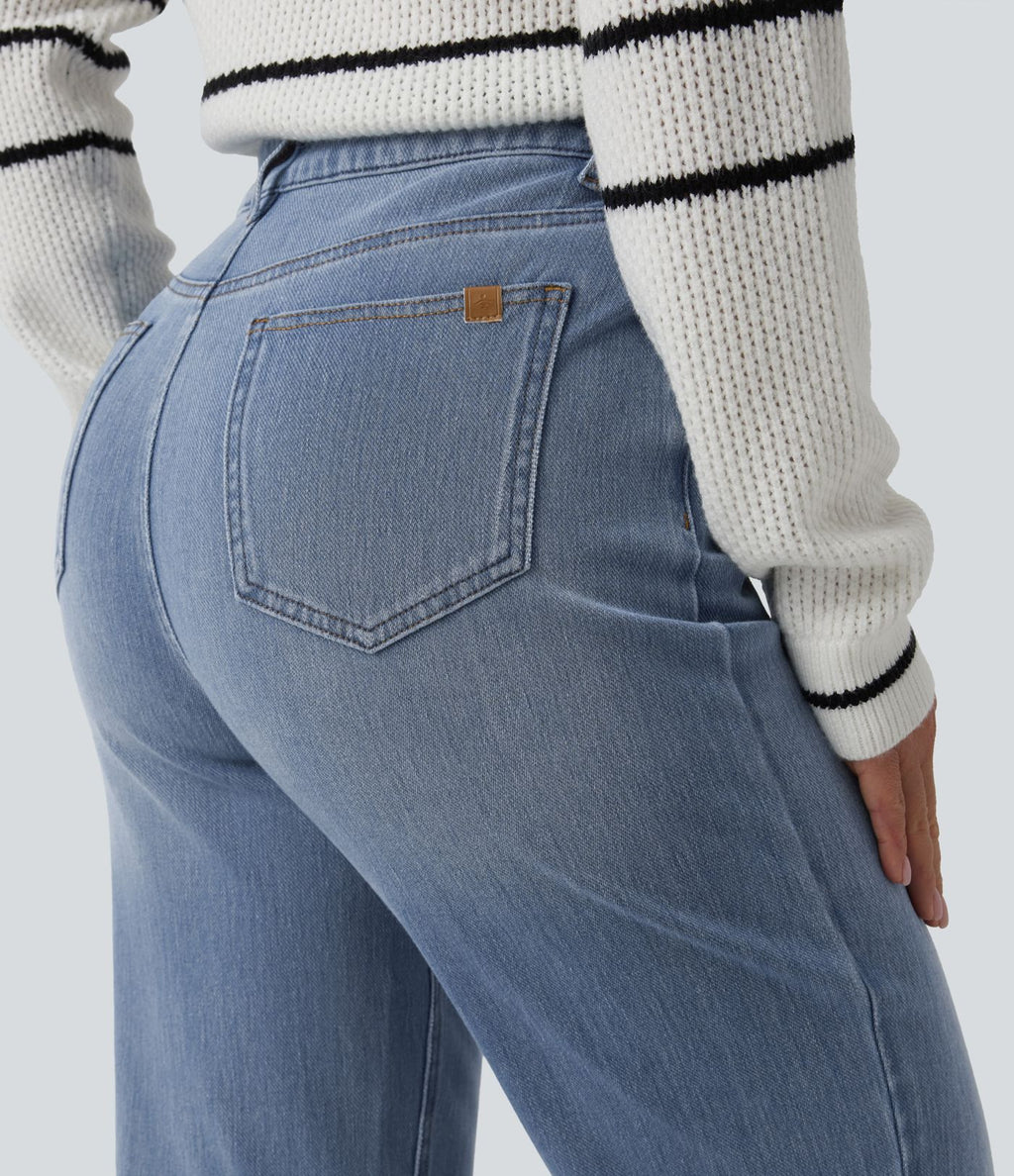 Jean droit 7/8 décontracté Halara Flex™ taille haute avec poches