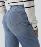 Jean droit 7/8 décontracté Halara Flex™ taille haute avec poches