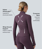 Veste de yoga Halara UltraSculpt™ col montant froncée push-up manches longues à trous pouces avec poches