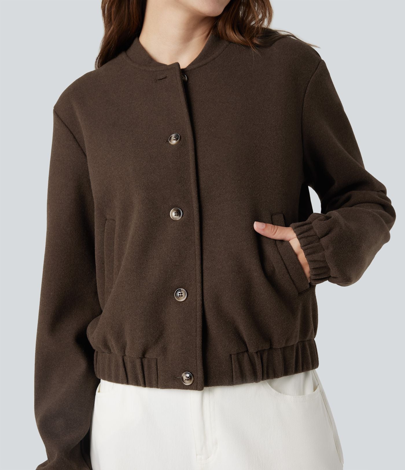 Veste polaire croisée dos manches longues avec poches