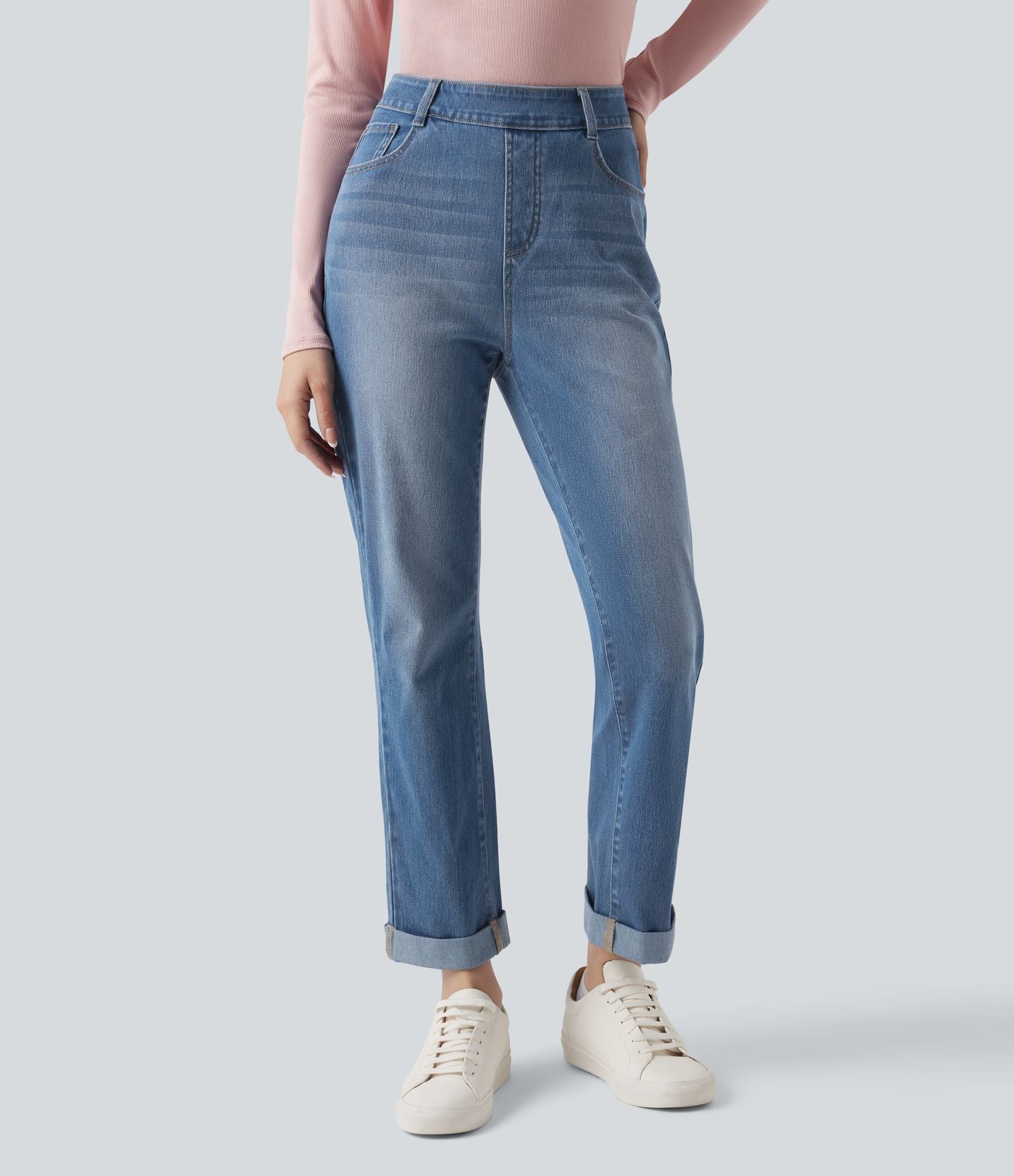 Jean décontracté Halara Flex™ ajusté taille haute ourlet retroussé avec poches