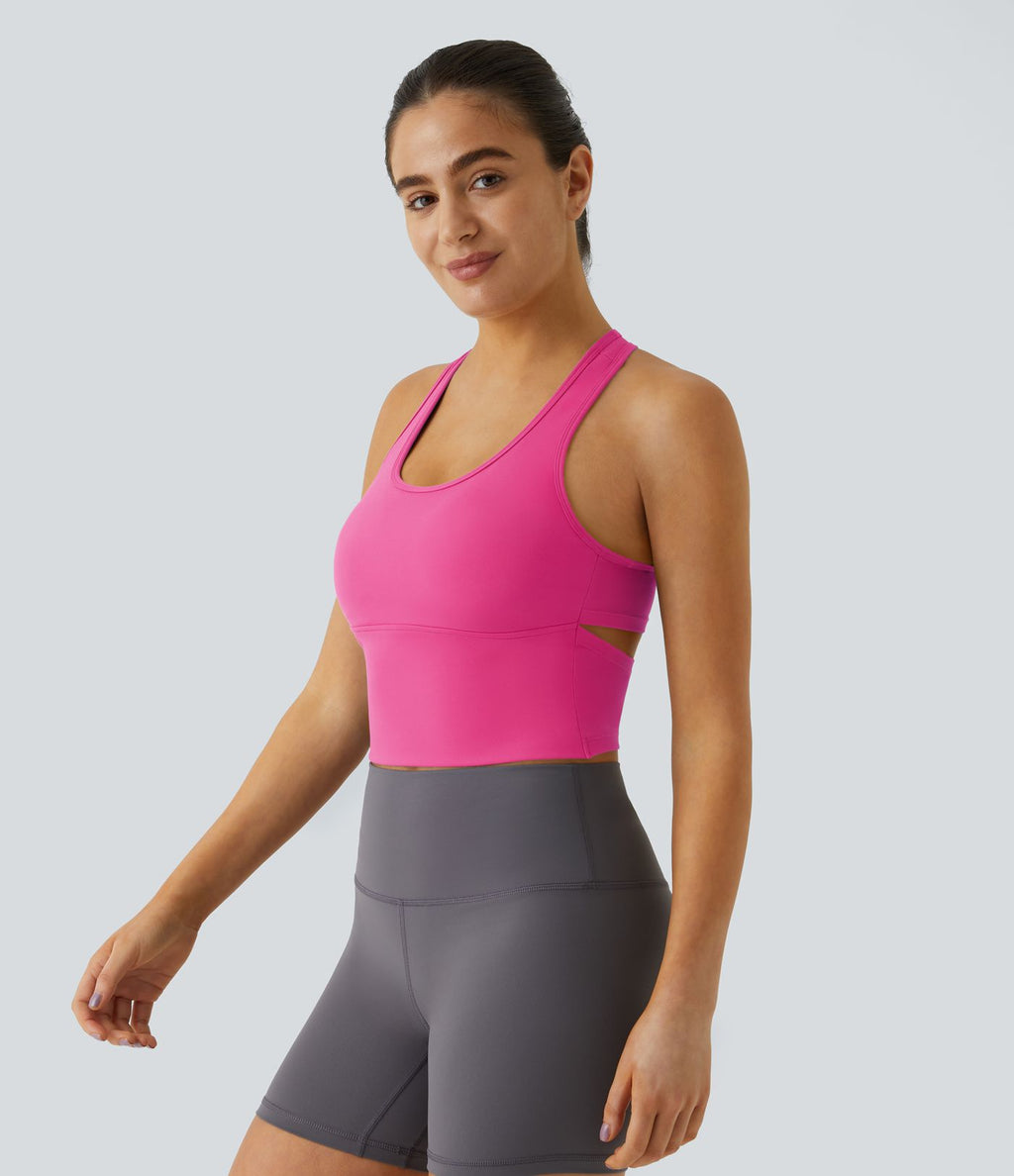 Softlyzero™ Plush Plus Débardeur Yoga Crop à Col U Plongeant Dos Nu Dos Nageur Découpé - UPF50+