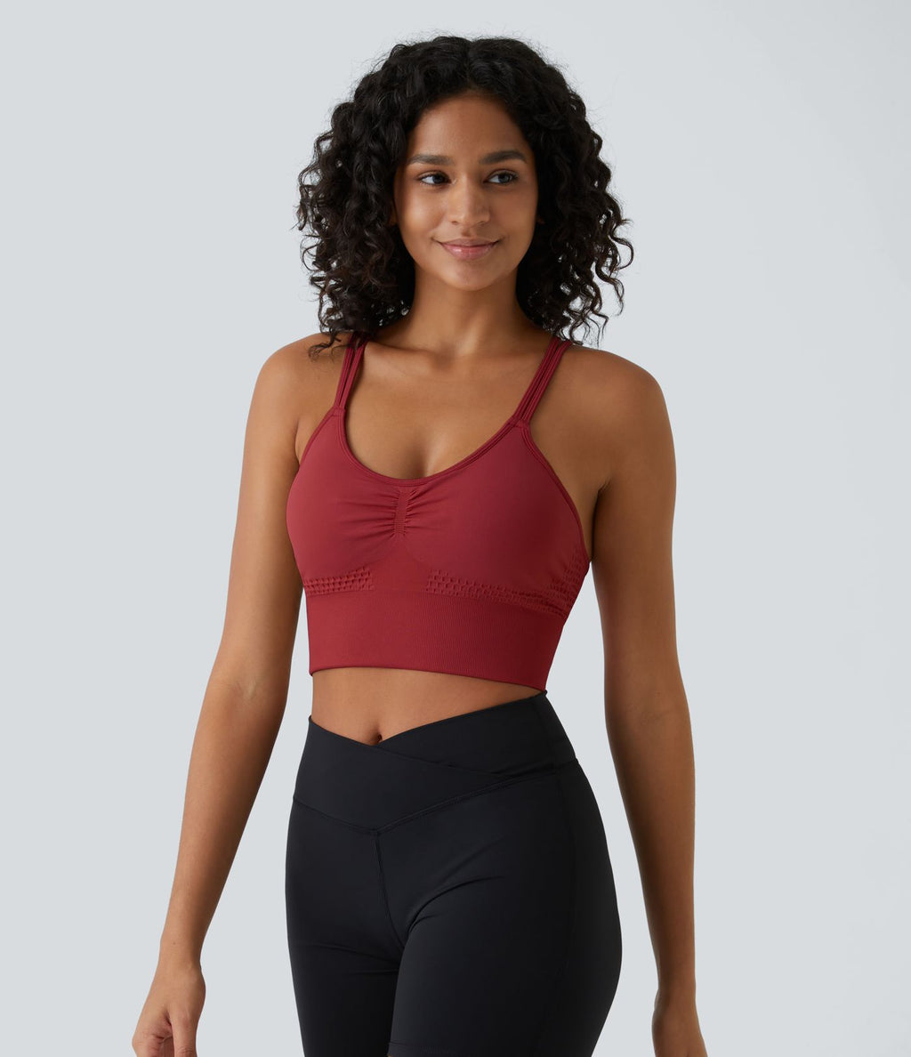Brassière de sport maintien léger bretelles froncées doubles bonnets A-D OneForm Seamless Flow