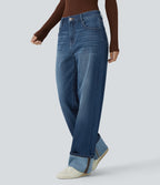 Jean boyfriend taille basse extensible délavé avec poches multiples Halara Flex™