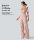 Combinaison casual épaules dénudées avec coussinets amovibles, manches courtes et poches