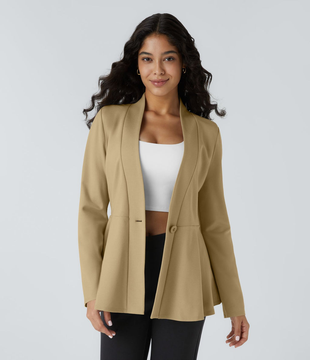 Veste péplum de travail col en V avec un bouton