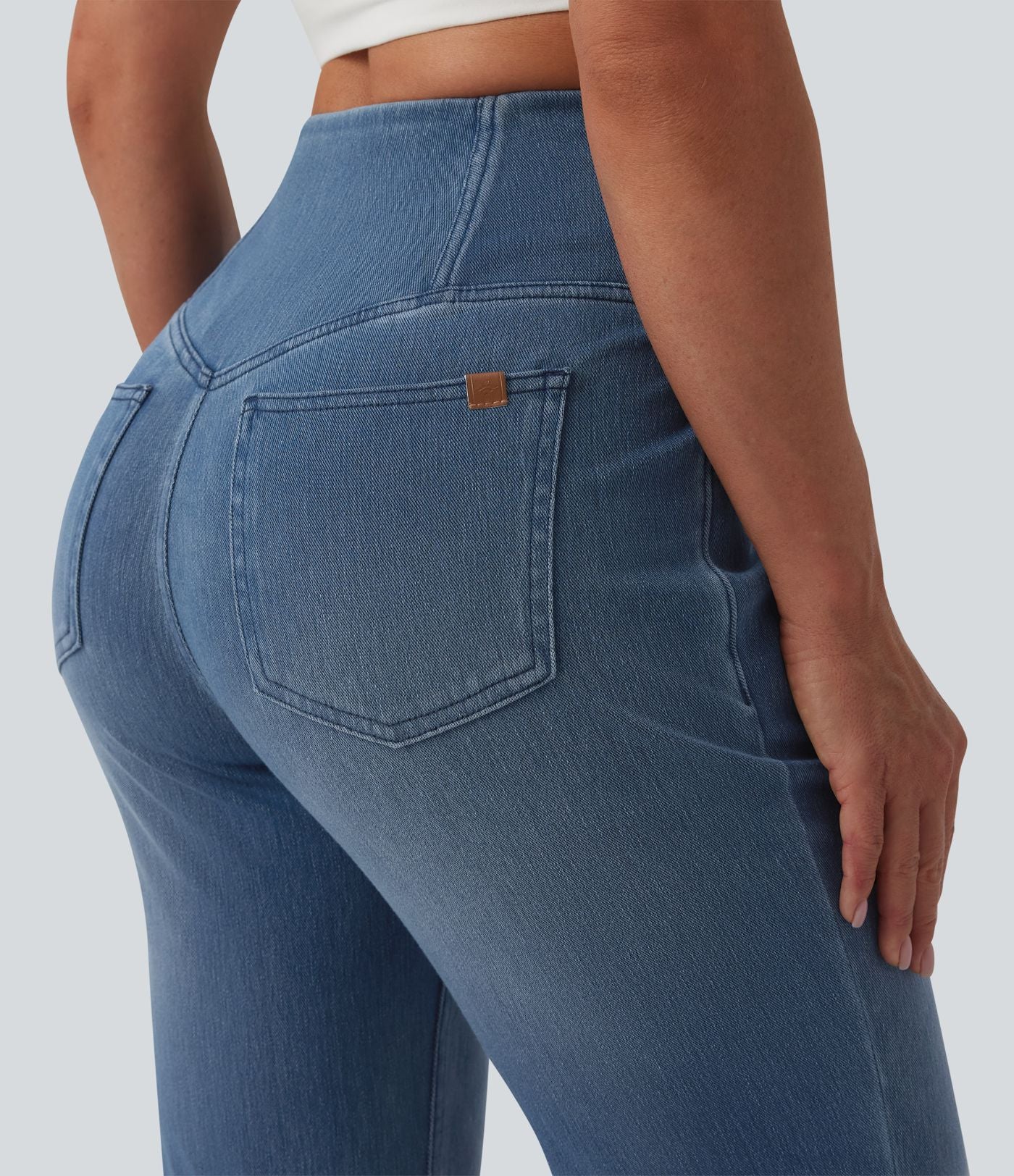Jean évasé Halara Flex™ casual taille haute croisée avec poches