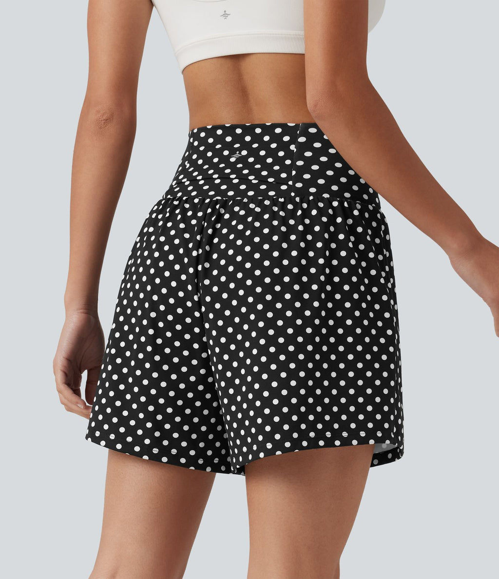 Short de yoga 2-en-1 taille haute 12,5 cm à pois avec poches