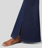 Halara Flex™ Jean Évasé Causal Tricot Extensible Taille Haute avec Poches Latérales Ourlet Fendu