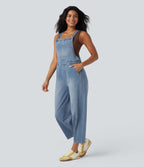 Salopette denim Halara Flex™ 7/8 coupe barrel avec poches
