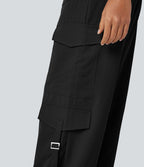 Pantalon cargo de voyage taille haute avec poches multiples
