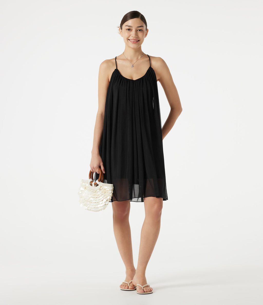 Robe nuisette mini de plage en mesh avec col V et dos noué