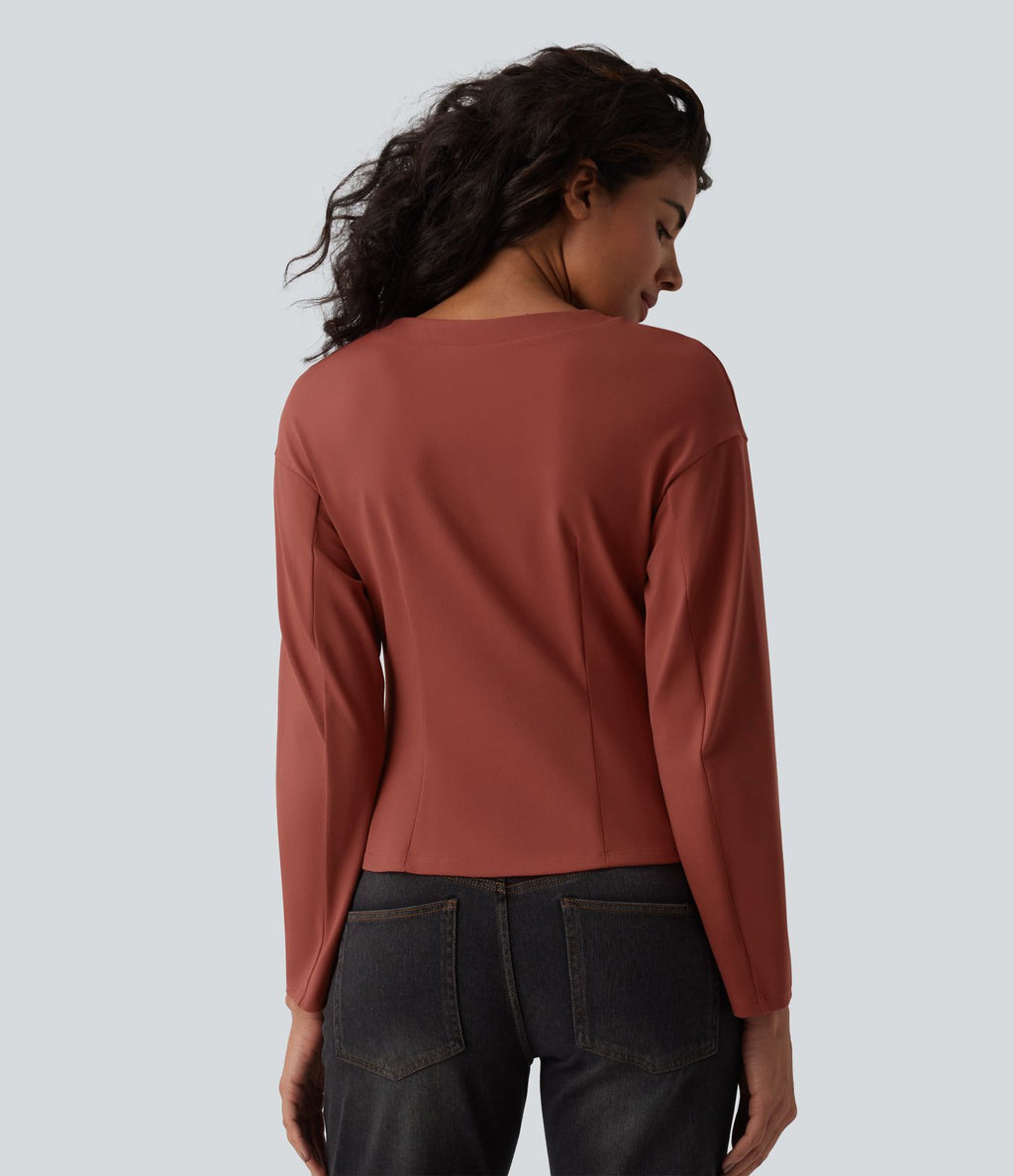 Haut casual col V manches longues avec boutons