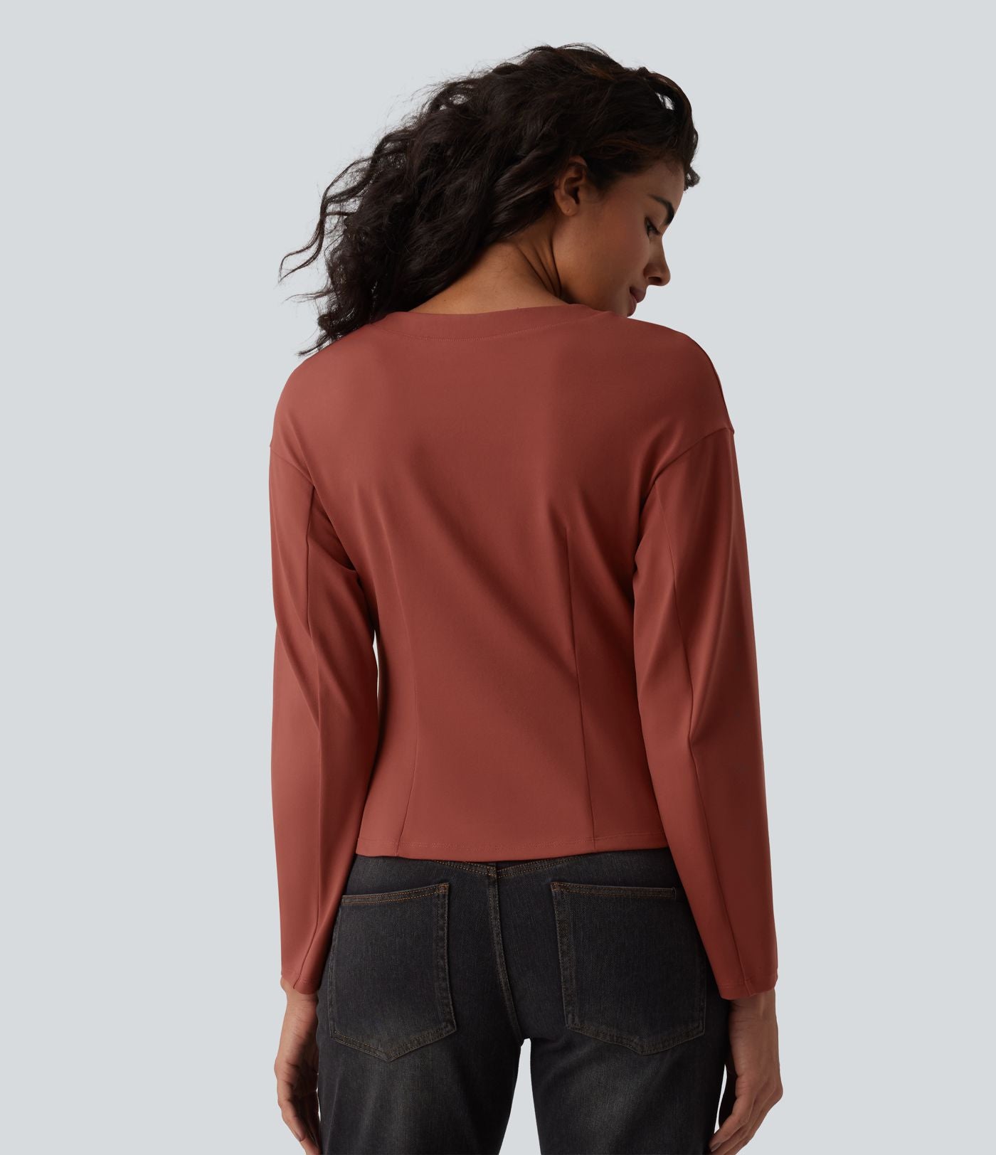 Haut casual col V manches longues avec boutons