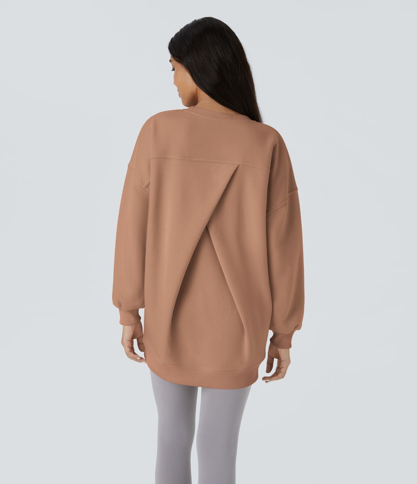 Sweat-shirt décontracté en polaire, col rond, manches longues, poches latérales, coupe oversize