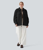 Veste sherpa à col à manches longues avec poches