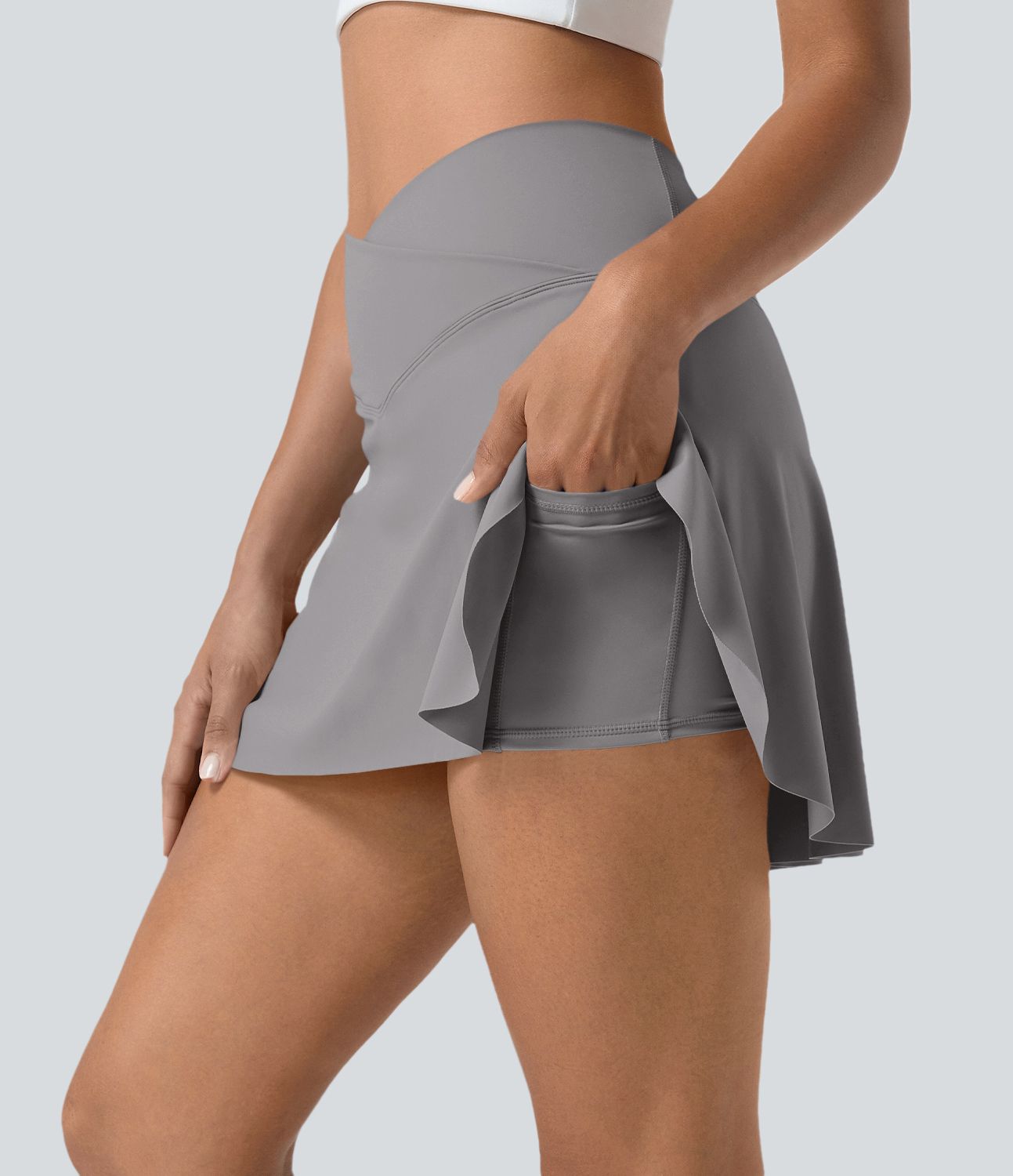 Jupe de tennis mini 2-en-1 quotidienne SoftlyZero™ Airy avec croisement, poche latérale et effet frais InstantCool, Lucid, protection solaire UPF50+