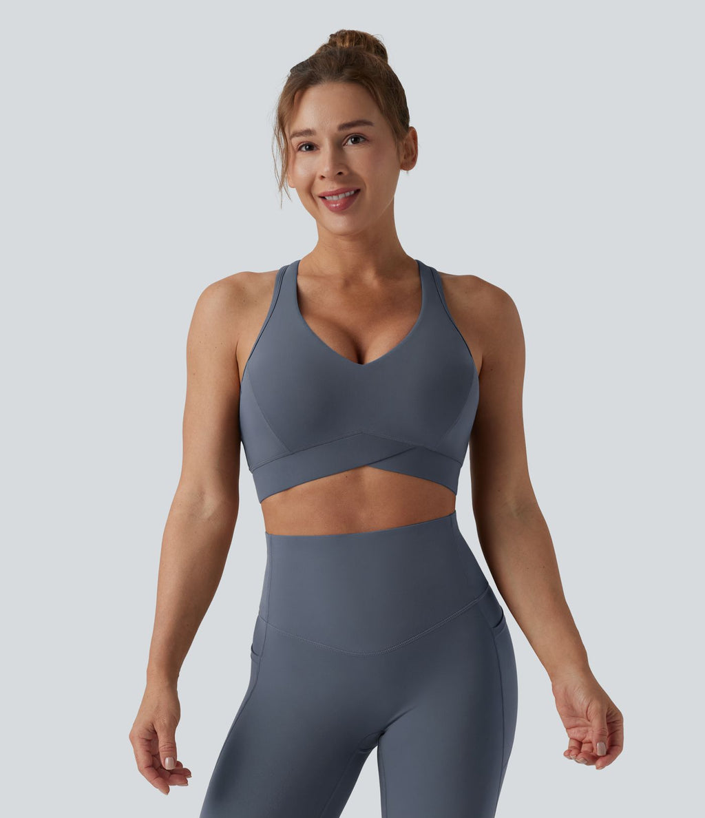 Brassière de sport running Halara UltraSculpt™ maintien léger col V dos nageur bonnets E-G