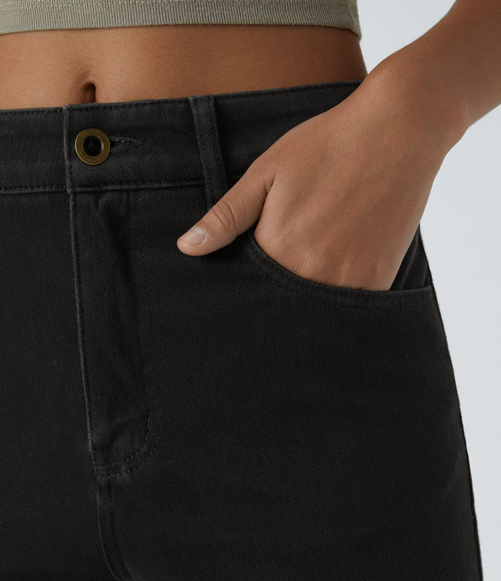 Halara Flex™ Jean Évasé Casual Taille Mi-haute Tricot Extensible Boutonnés Poches