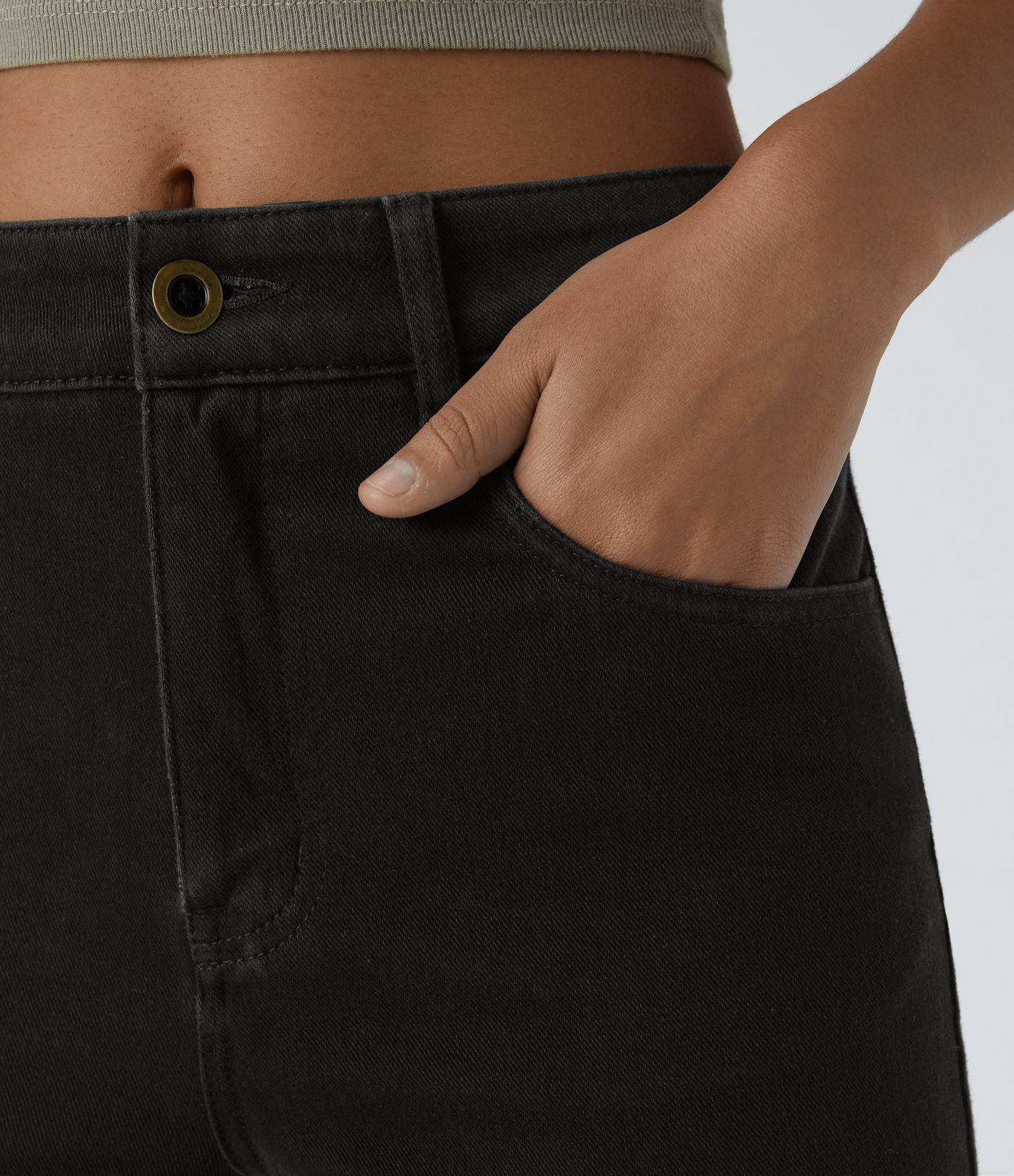 Halara Flex™ Jean Évasé Casual Taille Mi-haute Tricot Extensible Boutonnés Poches