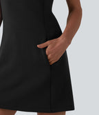 Robe courte décontractée sans manches à col rond SpacerTek™ avec poches