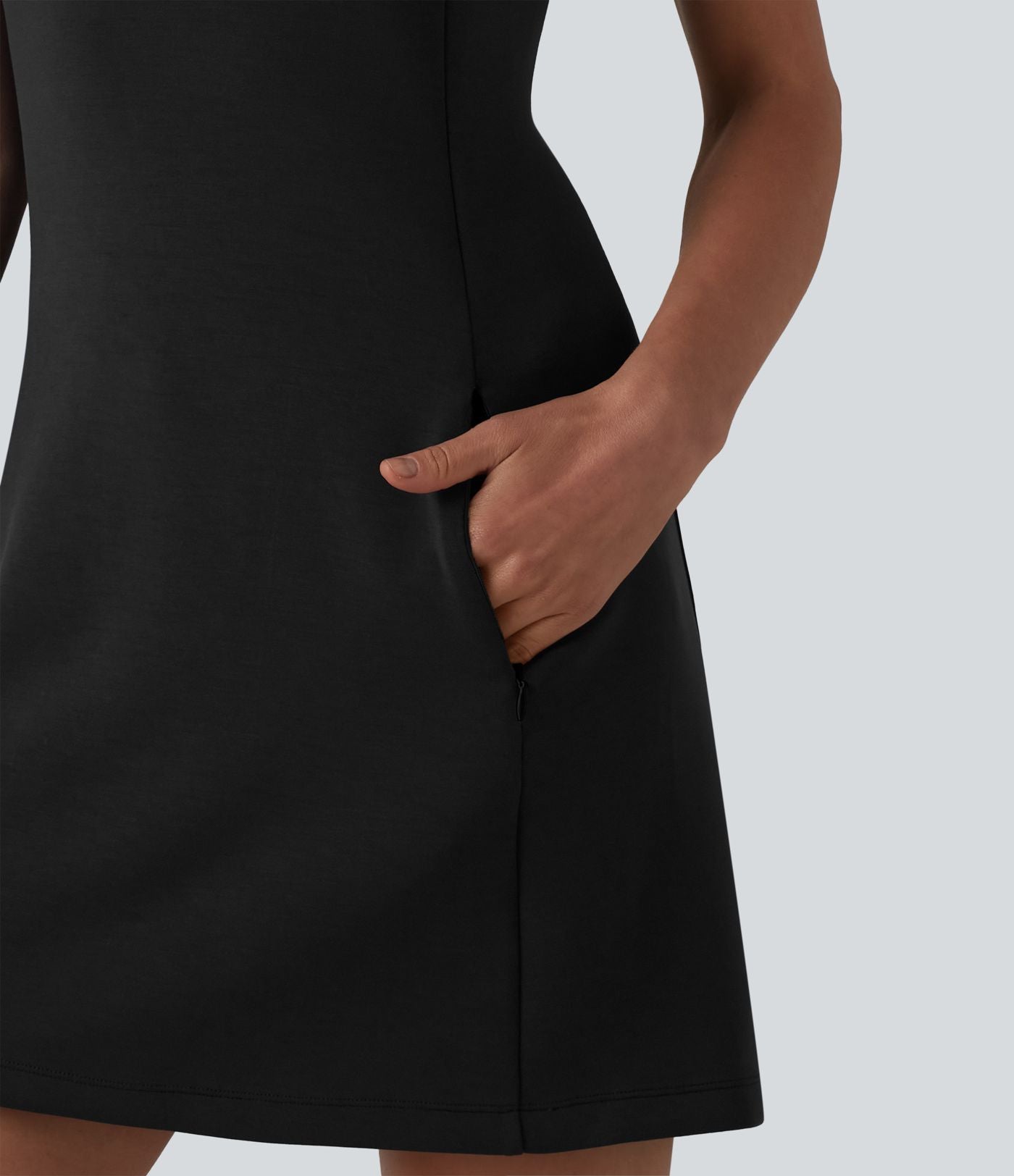 Robe courte décontractée sans manches à col rond SpacerTek™ avec poches