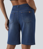 Halara Flex™ Bermuda en denim taille mi-haute avec poches