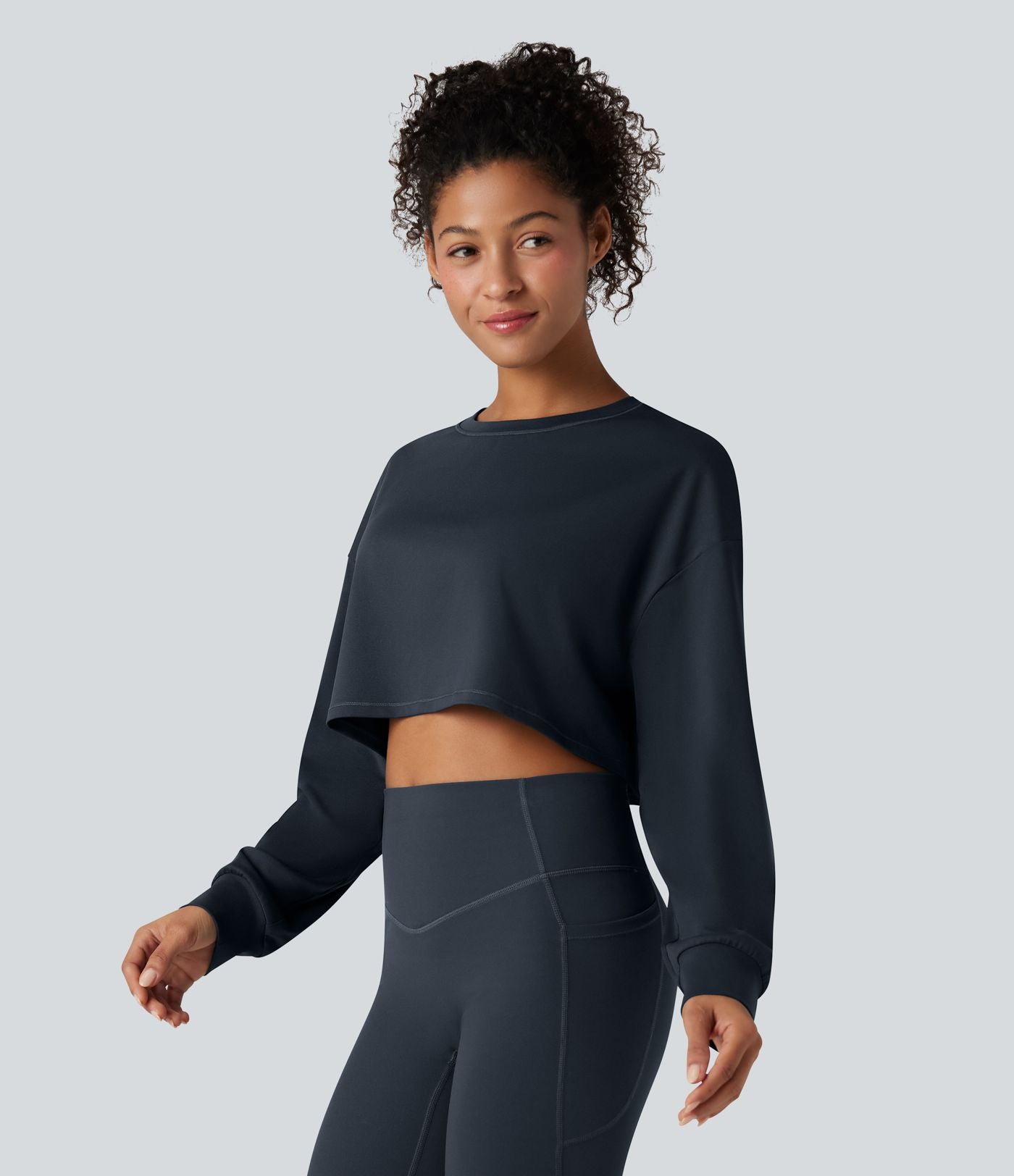 Top de sport yoga court col rond manches chauve-souris