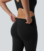Combinaison sport gainante push-up col V longueur genoux Halara UltraSculpt™ avec poches - Édition Easy Peasy