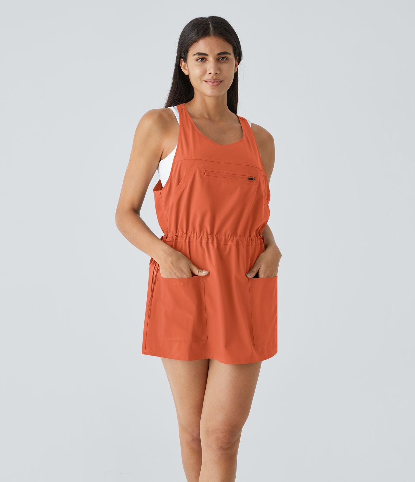 Breezeful™ Robe Sport Randonnée Mini Séchage Rapide 2 Pièces Dos Nu Poches Multiples Cordon de Serrage