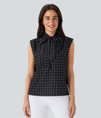 Chemise de travail sans manches à pois avec nœud devant