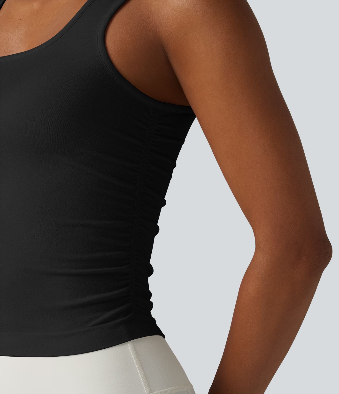 OneForm Seamless Flow Débardeur de yoga sans couture col carré avec fronces