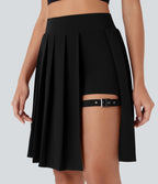 Jupe-short décontractée Breezeful™ taille haute plissée 2-en-1 avec boucle ajustable à séchage rapide et poche latérale - Longueur rallongée
