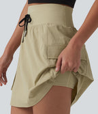 Jupe mini de randonnée 2 en 1 taille haute avec cordon de serrage et poches