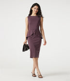 Robe tailleur midi sans manches col rond