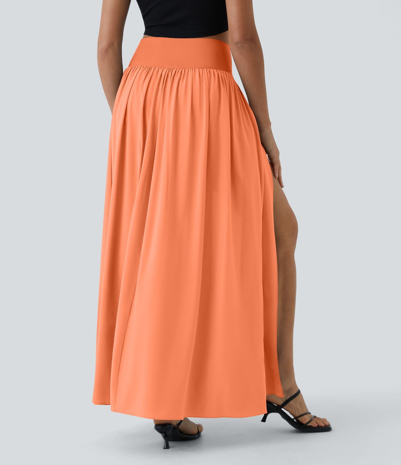 Breezeful™ Jupe Taille Haute Casual Maxi Séchage Rapide Fluide Fente Plissée 2 en 1