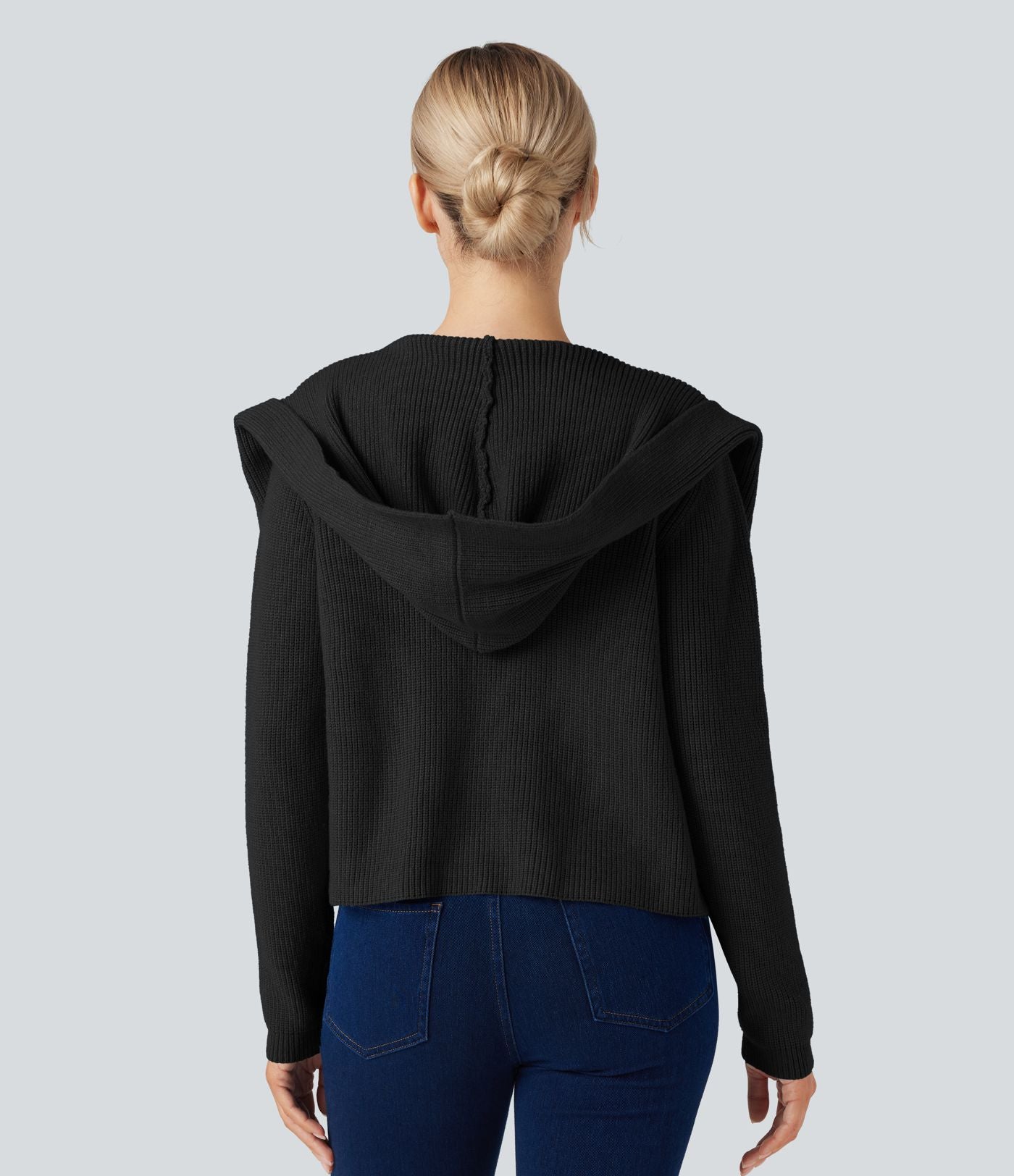 Cardigan ouvert à capuche manches longues