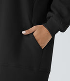 Sweat-shirt décontracté en polaire, col rond, manches longues, poches latérales, coupe oversize