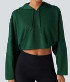 Sweat-shirt court à capuche épaules tombantes coupe décontractée