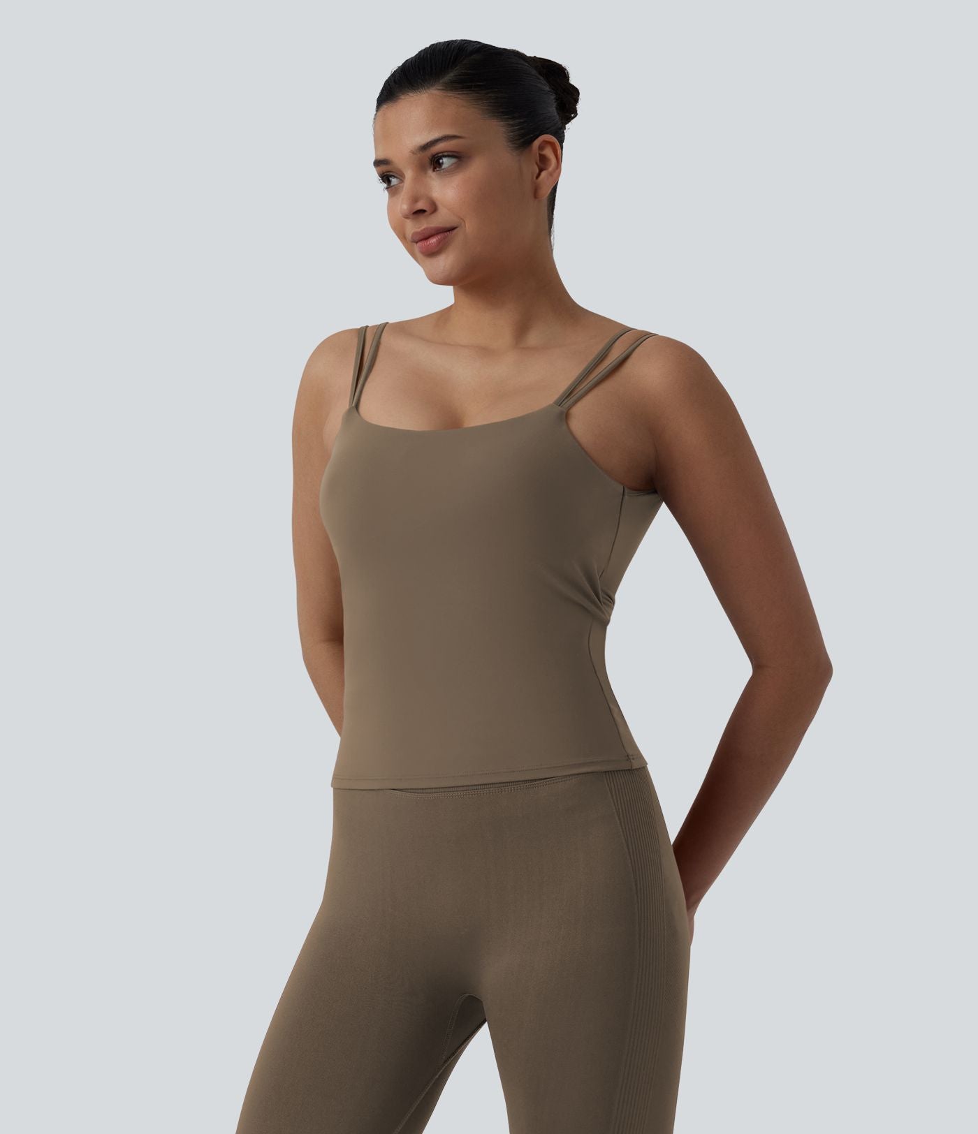 Débardeur court yoga dos nu torsadé doubles bretelles Halara UltraSculpt™ - Longueur allongée