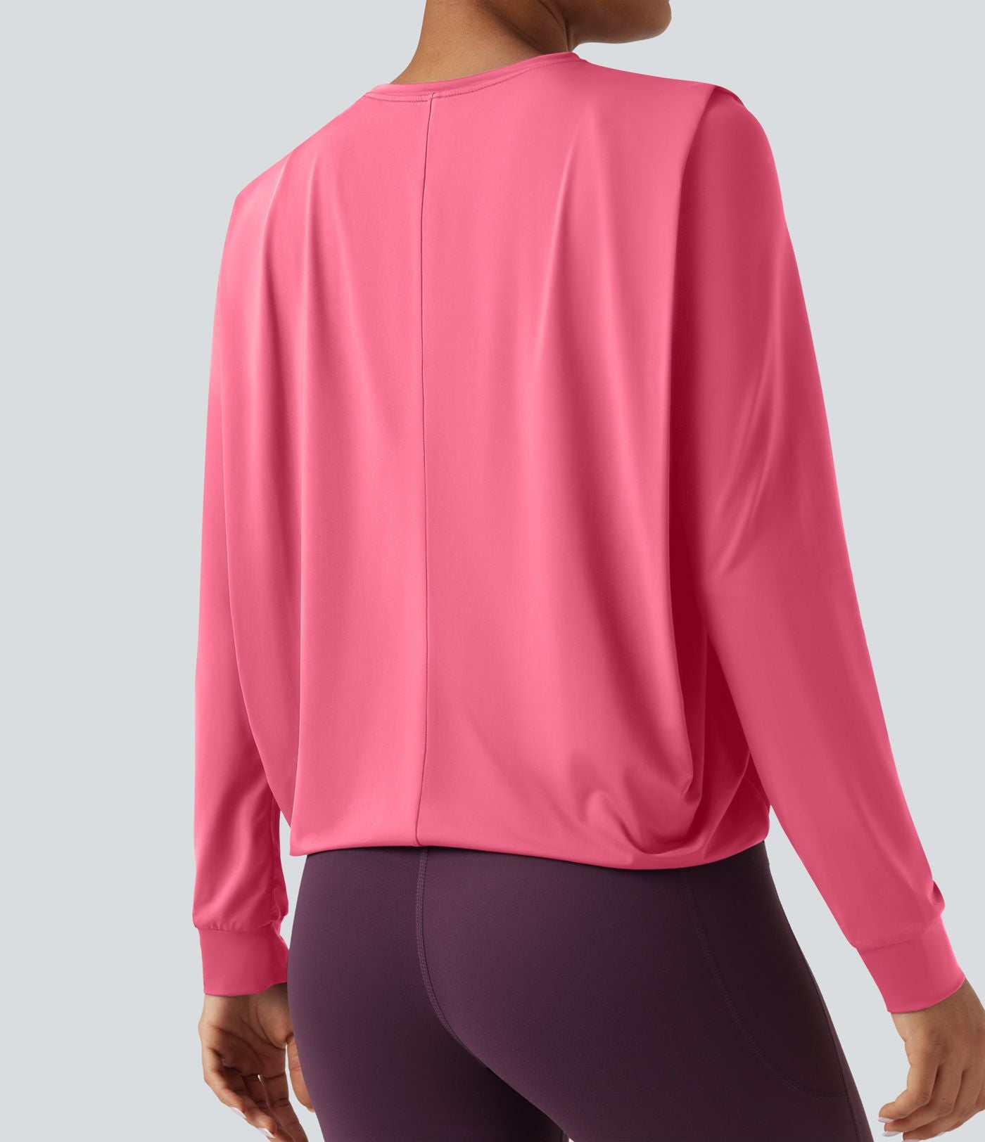 Haut de sport yoga col rond manches longues froncé - UPF50+