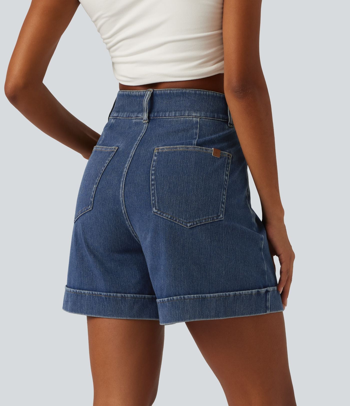 Short en jean casual taille haute Halara Flex™ 12,5 cm avec poches