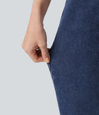 Halara Flex™ Jean droit extensible à taille haute avec bouton, fermeture éclair et poches multiples