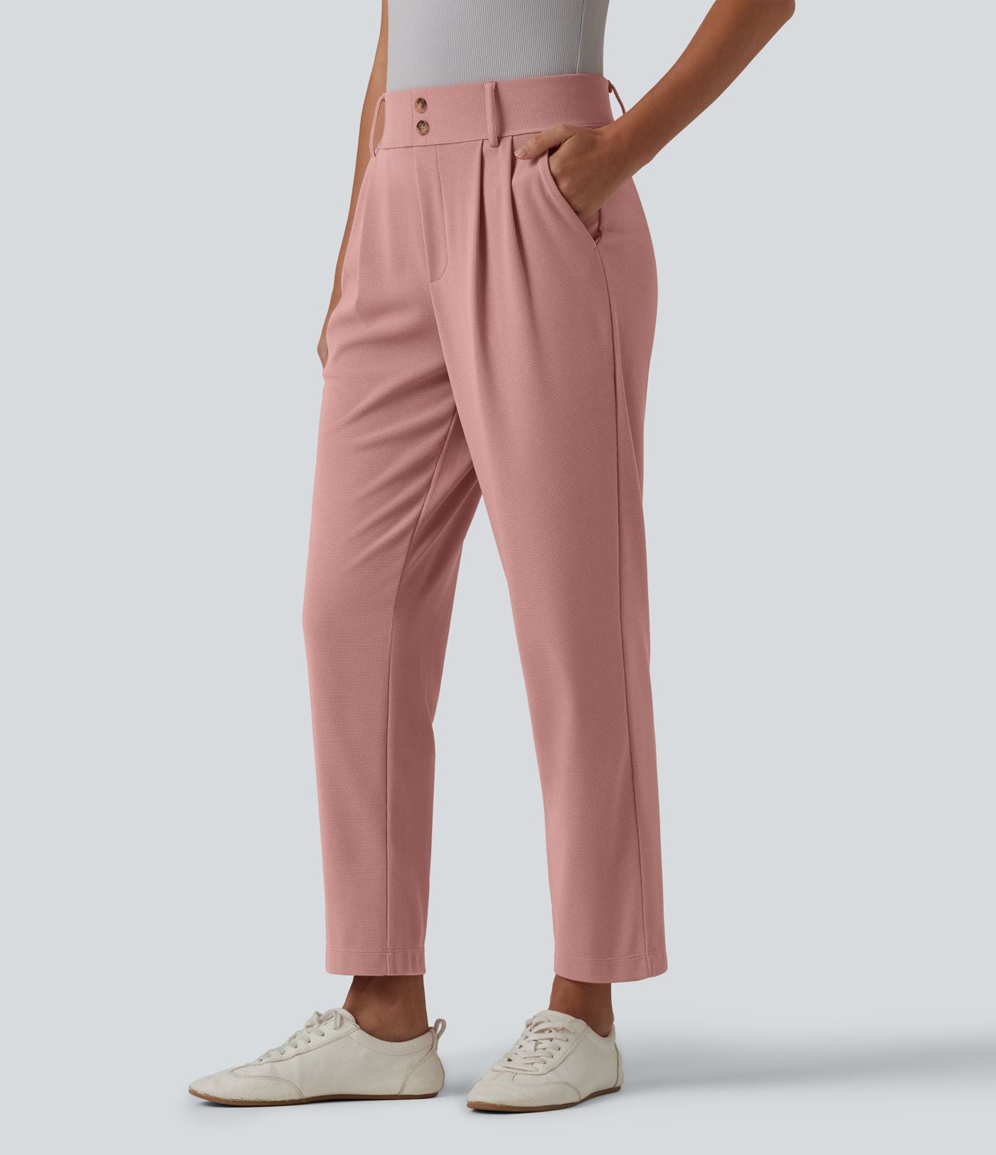 Halara Flex™ Pantalon tailleur fuselé taille haute en tissu gaufré avec poches