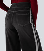 Halara Flex™ Jean large fluide délavé taille haute à rayures avec poches