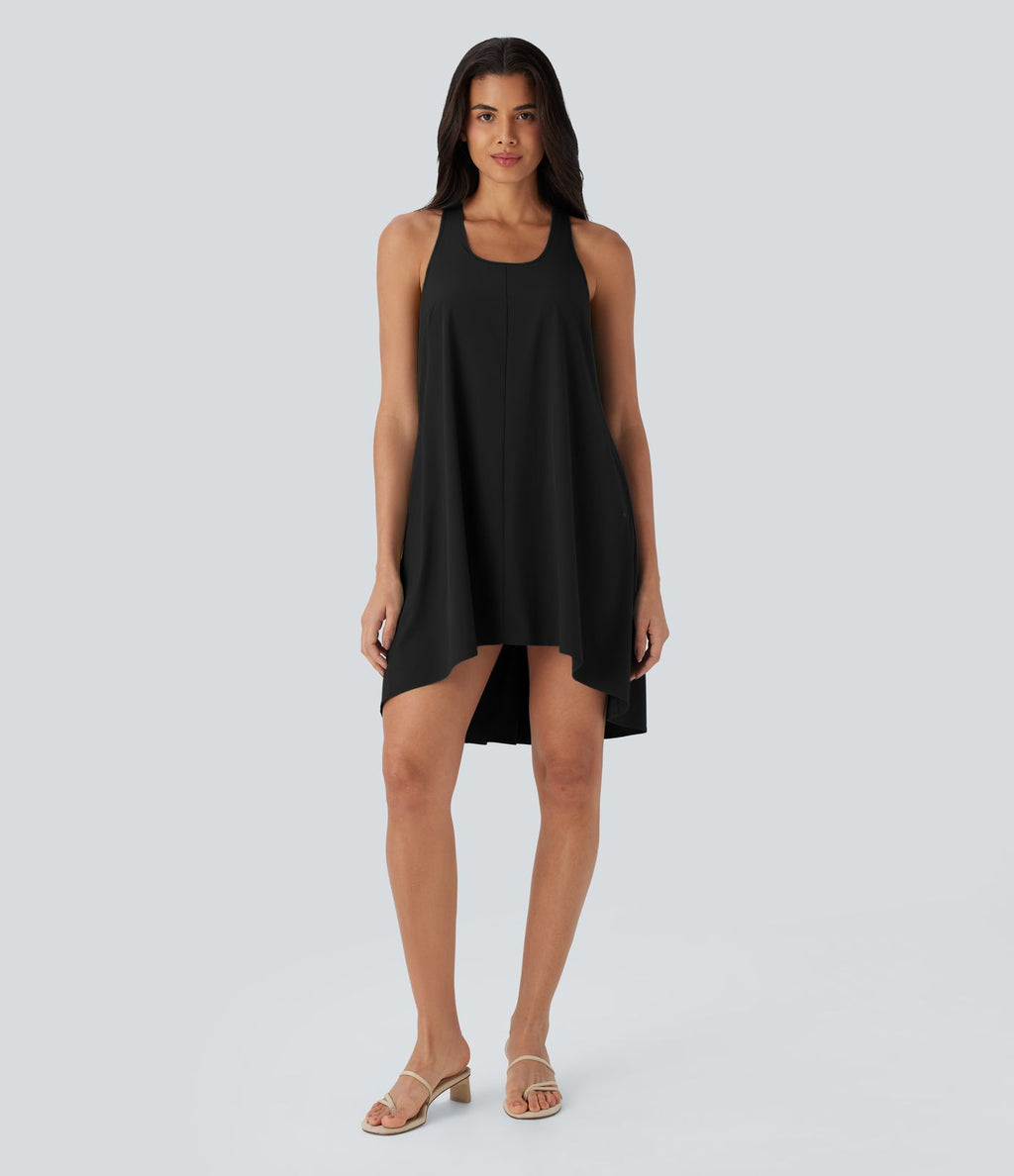 Robe décontractée mini fluide Breezeful™ à dos nageur, poches latérales, ourlet asymétrique et séchage rapide