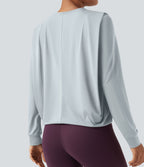 Haut de sport yoga col rond manches longues froncé - UPF50+